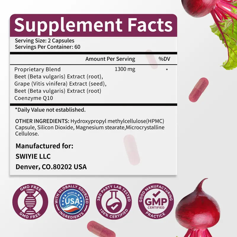 SWIYIE -beet root Vegan Quick Release Capsules